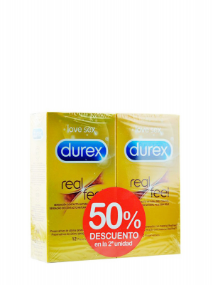 Durex duplo preservativos real feel 2x12 unidades