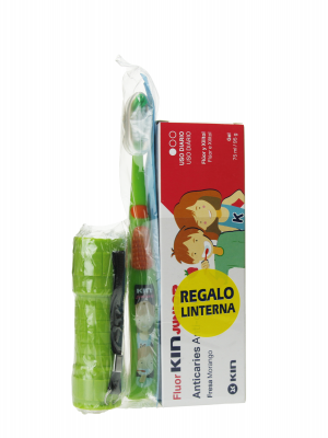 Fluor kin junior pasta fresa 75 ml + cepillo