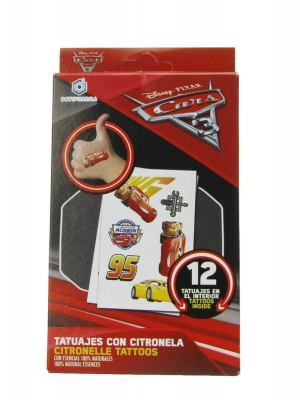 Tatuajes con citronela disney cars 12 unidades