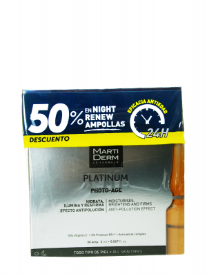 Pack martiderm ® photo age 30 ampollas 2 ml + 10 ampollas night renew
