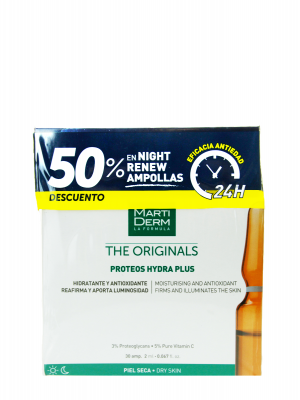 Pack martiderm® proteos hydra plus 30 ampollas + night renew 10 ampollas