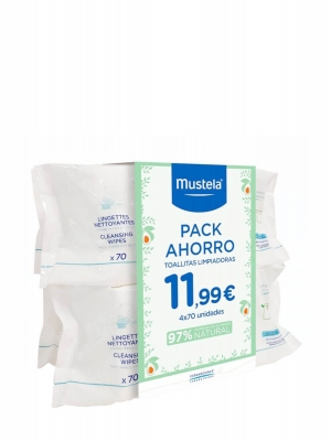 Mustela pack toallitas limpiadoras 4x70 unidades