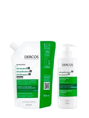 Vichy dercos champú anticaspa grasa 390ml + ecorefill 500ml