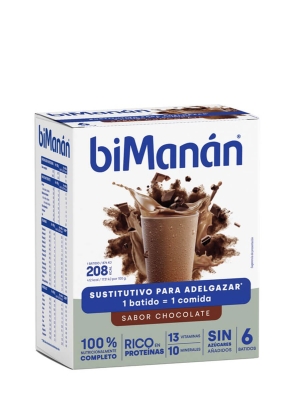 Bimanán Sustitutivo batidos chocolate 6 unidades
