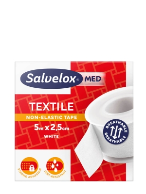 Salvelox med esparadrapo textil blanco 5m x 2,5 cm