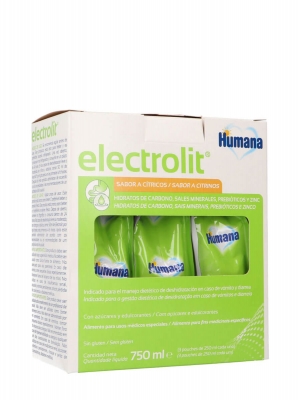 Humana electrolit plus solución de rehidratación oral 3x250ml