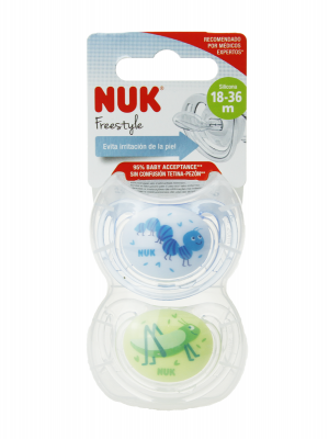 Nuk freestyle chupete silicona 18-36 m 2 unidades
