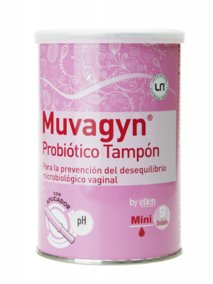 Muvagyn probiótico tampón vaginal mini con aplicador 9 tampones