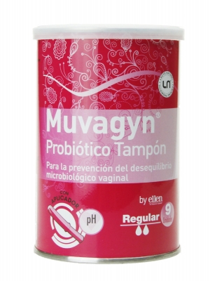 Muvagyn probiótico tampón vaginal regular con aplicador 9 tampones