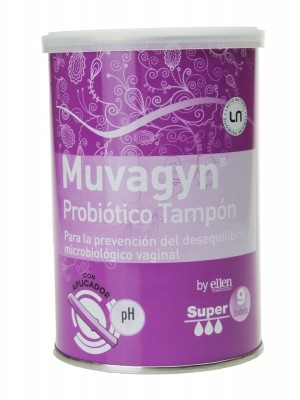 Muvagyn probiótico tampón vaginal súper con aplicador 9 tampones