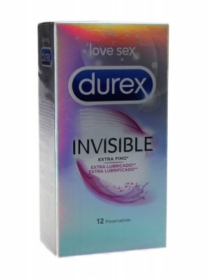 Durex invisible extra lubricado 12 preservativos