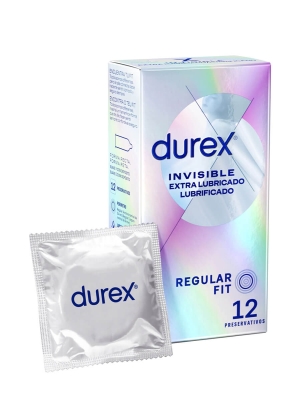 Durex invisible extra lubricado 12 preservativos