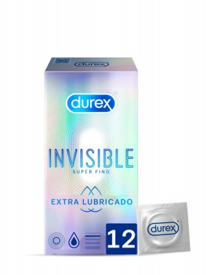 Durex invisible extra lubricado 12 preservativos
