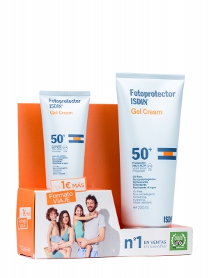 Isdin fotoprotector solar en gel crema spf 50+ 200ml + 50ml del mismo por 1€ más.