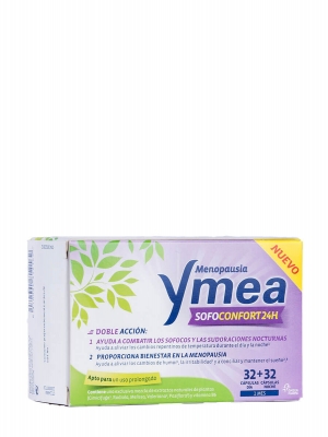 Ymea menopausia sofoconfort 24 h. 32 cápsulas día + 32 cápsulas noche.