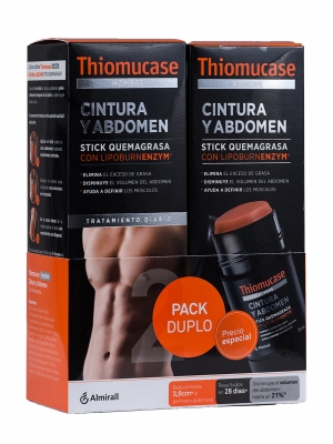 Pack duplo thiomucase hombre cintura y abdomen stick quemagrasa