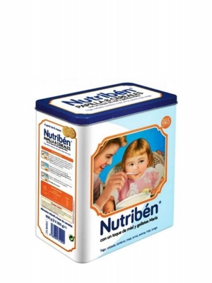 Nutribén papilla 8 cereales con un toque de miel y galletas maría lata vintage 2x300gr