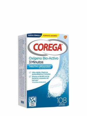Corega oxígeno bio-activo 108 tabletas