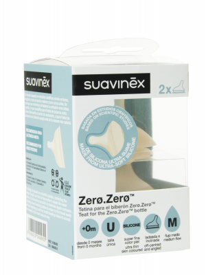 Suavinex zero zero tetina anticólico flujo medio silicona 2 unidades