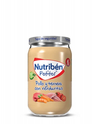 Nutriben potito de pollo, ternera y verduritas 235gr