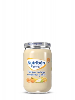 Nutriben potito plátano, naranja, mandarina y pera 235 gr