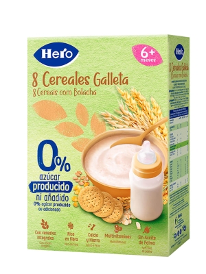 Hero baby papilla 8 cereales con galleta 340 gr