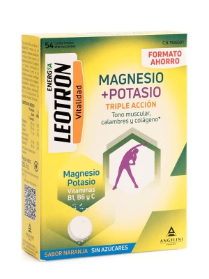 Leotron magnesio + potasio sabor naranja 54 comprimidos efervescentes