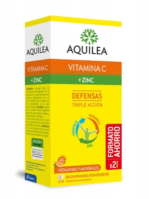 Aquilea vitamina c + zinc sabor naranja 28 comprimidos efervescentes