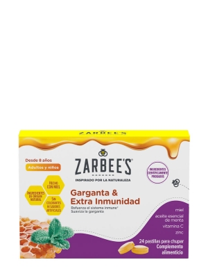 Zarbee's garganta & extra inmunidad miel y menta 24 pastillas para chupar