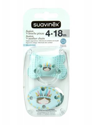 Suavinex chupete + pinza fusion anat. sili. 4-18