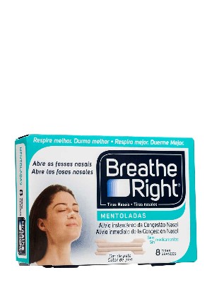 Breathe right tiras nasales mentoladas. tamaño grande. 8 unidades