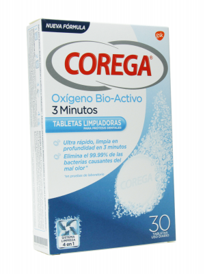 Corega oxígeno bio-activo pastillas de limpieza 30 tabletas