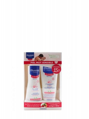 Mustela pack pieles muy sensibles gel de baño 300ml +leche hidratante 200ml