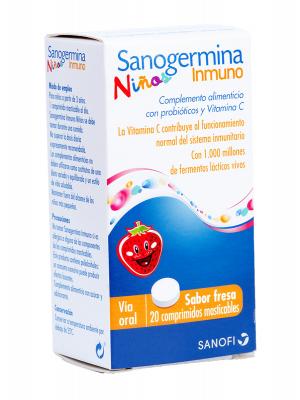 Sanogermina inmuno niños 20 comprimidos masticables sabor fresa