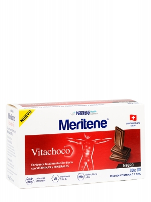 Meritene vitachoco, vitaminas y minerales 30 onzas sabor chocolate negro