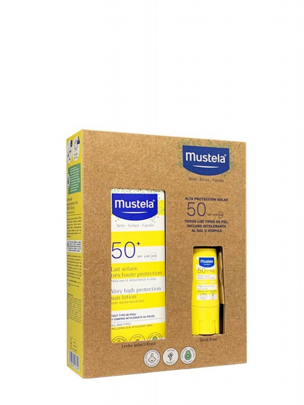 Mustela pack leche solar + stick solar spf50