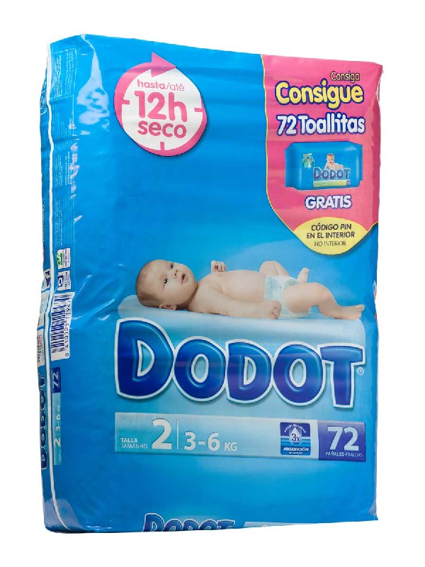 Dodot etapas t2 primeros meses 3-6 kg, 72 unidades