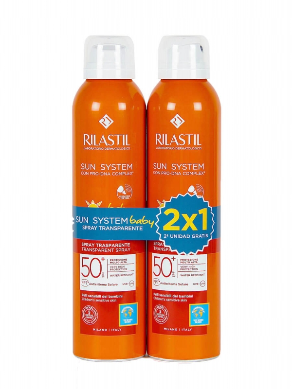 Rilastil sun system duplo baby spray transparente spf50+ 2x200ml