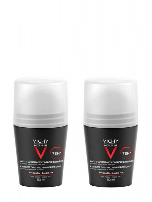Vichy duplo desodorante antitranspirante hombre roll-on 2x50ml
