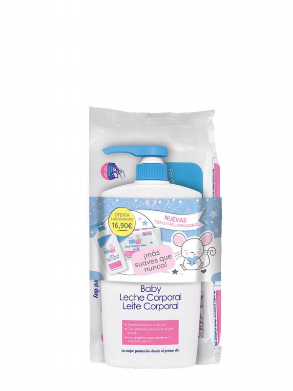 Sebamed baby pack lanzamiento leche corporal + toallitas