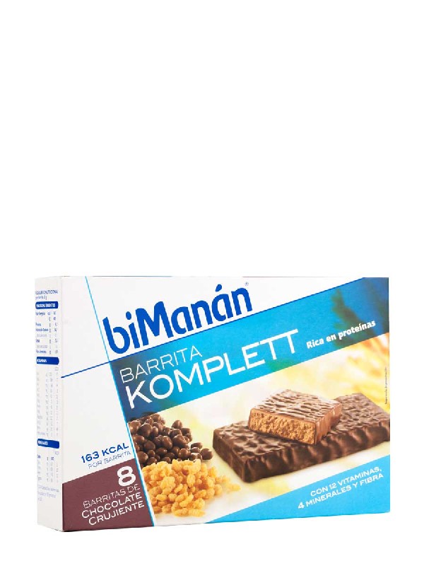 Bimanán barritas chocolate crujiente komplett, 8 unidades