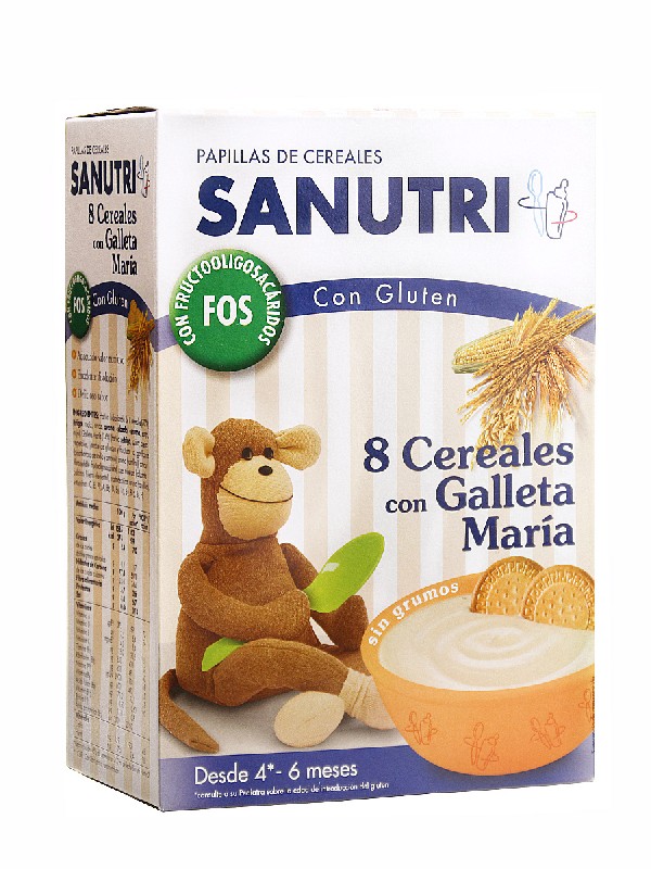 Sanutri 8 cereales con galletas con bifidus 600gr