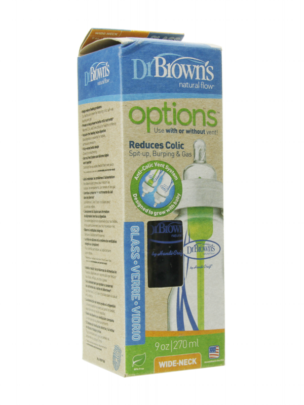 Dr browns biberón vidrio anticólico silicona 270 ml