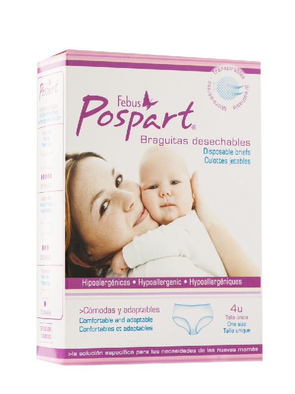 Febus braguita desechable post-parto talla unica 4 unidades