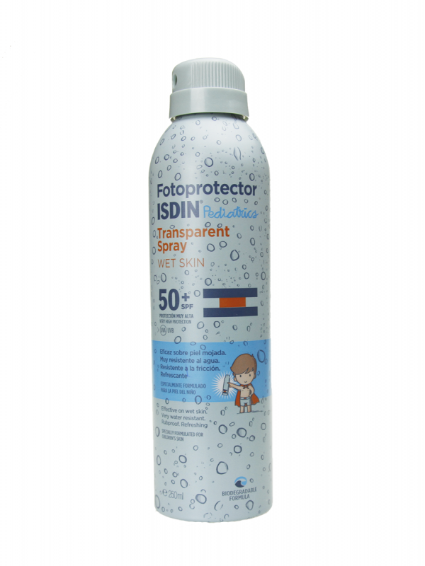 Protector isdin pediatrics transparente spray wet skin spf 50+ 250 ml