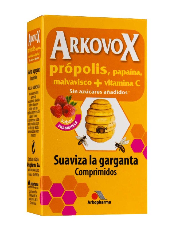 Comprimidos masticables sabor frambuesa de própolis+ vitamina c+ malvavisco+ papaína, 48gr