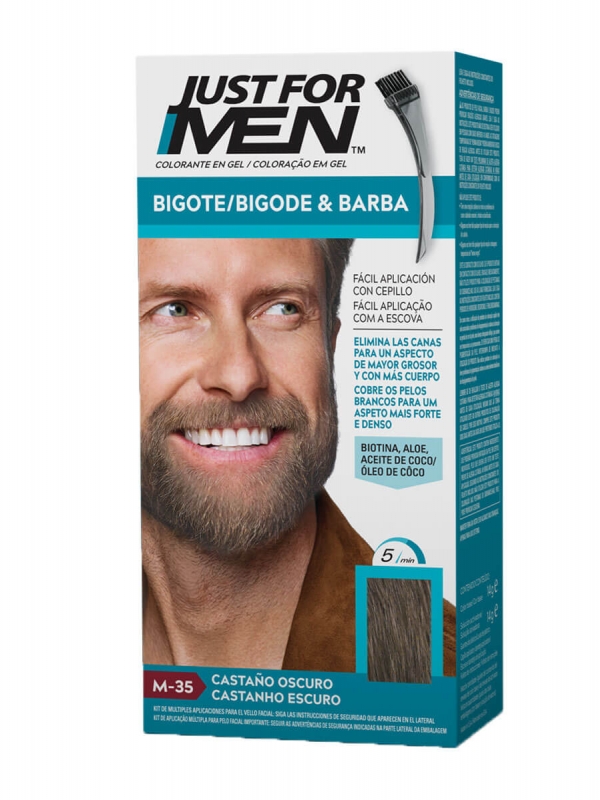 Just for men bigote y barba gel colorante m-35 castaño oscuro