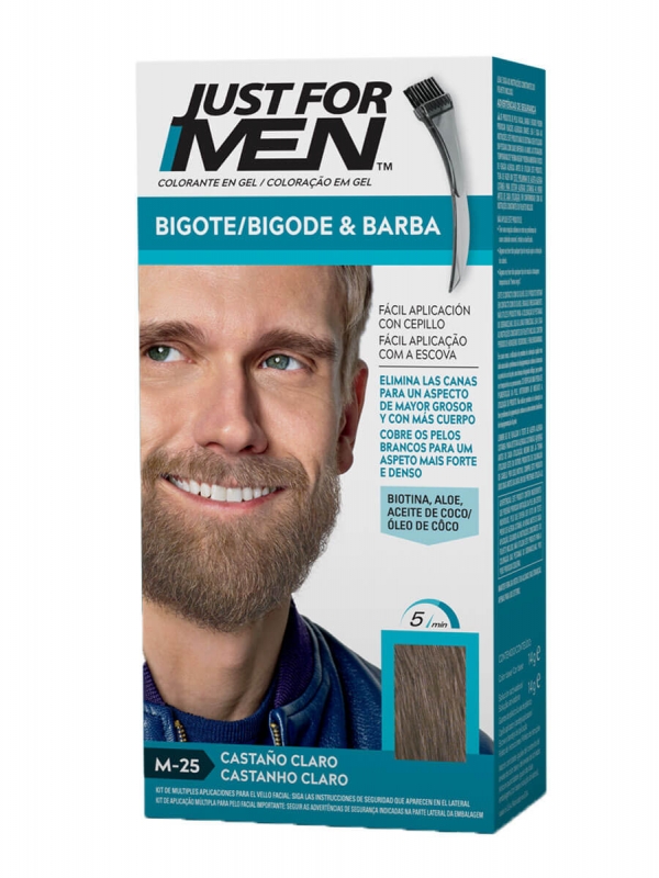 Just for men bigote y barba gel colorante m-25 castaño claro