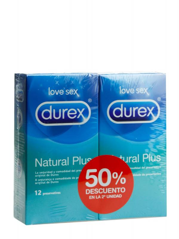 Durex preservativos natural plus duplo 2x12 unidades