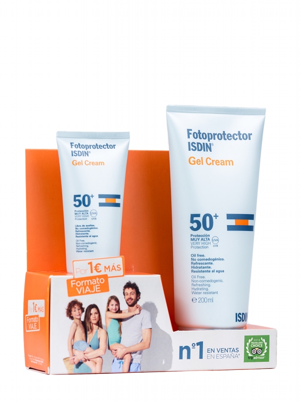Isdin fotoprotector solar en gel crema spf 50+ 200ml + 50ml del mismo por 1€ más.